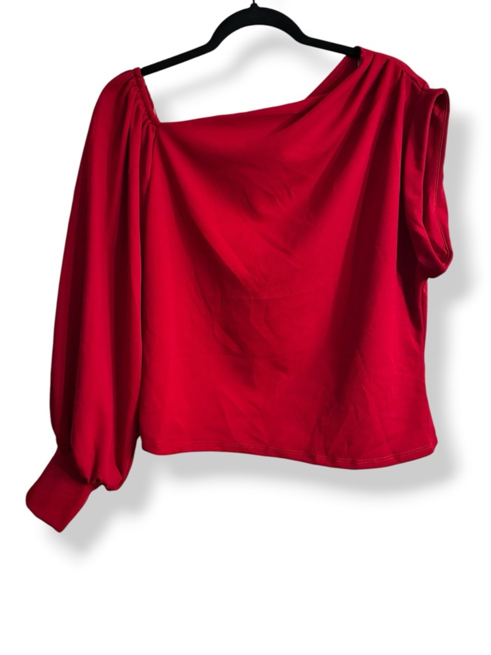 ❤️ IVIN IVIN One Shoulder Red Top Asymmetrical Balloon Sleeve Size 3XL